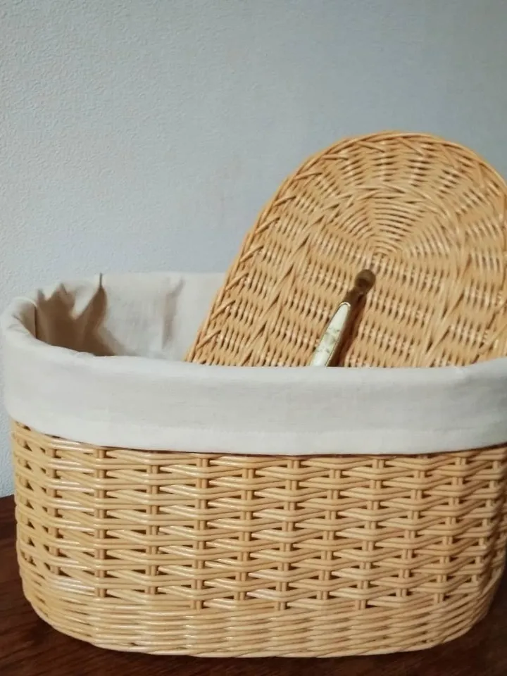 Basket with Lid Bread Basket Bread Storage Box with Linen Bag Wicker Basket Wicker Box Kitchen Organization Box with Lid