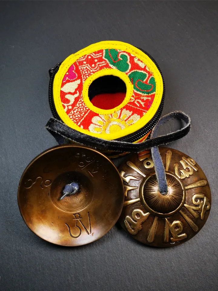 Gandhanra 8cm Tibetan Cymbals,OM Mantra Tingsha Bell,Buddhism Ritual Implement,Handmade in Nepal