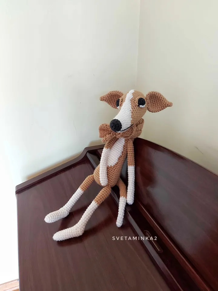 Greyhound Dog Crochet Pattern Amigurumi, Whippet, Italian Greyhound, Galgo, Sighthound, Lurcher. Digital Download. PDF.