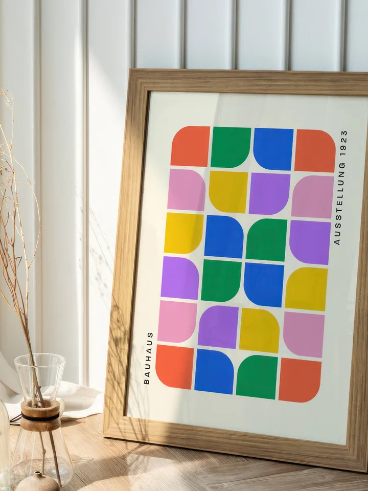 Bauhaus Wall Art Print Set of 6 Modern Abstract Minimalist Bauhaus Wall Art Colorful Geometric printable Great for Bedroom or Living Room