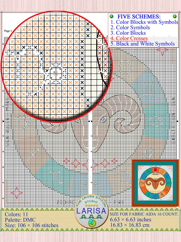 Aries Cross Stitch Pattern | Aries Zodiac Sign