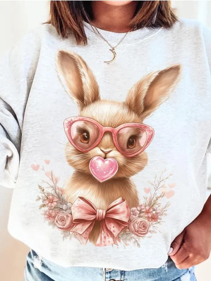 Retro Easter Bunny Blowing Bubble PNG, Vintage Happy Easter PNG, Funny Easter Bunnie Sunglasses Easter Holiday Sublimation Digital Download