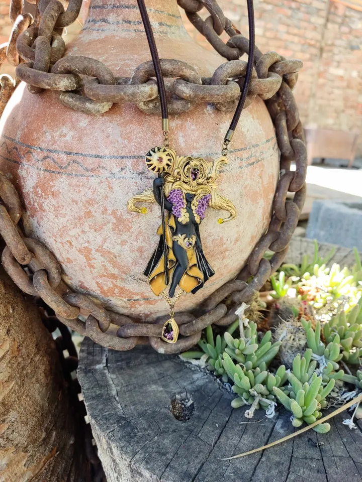 Sun Goddess Necklace, Sculpture Necklace, Unique Necklace, Collection Jewelry
