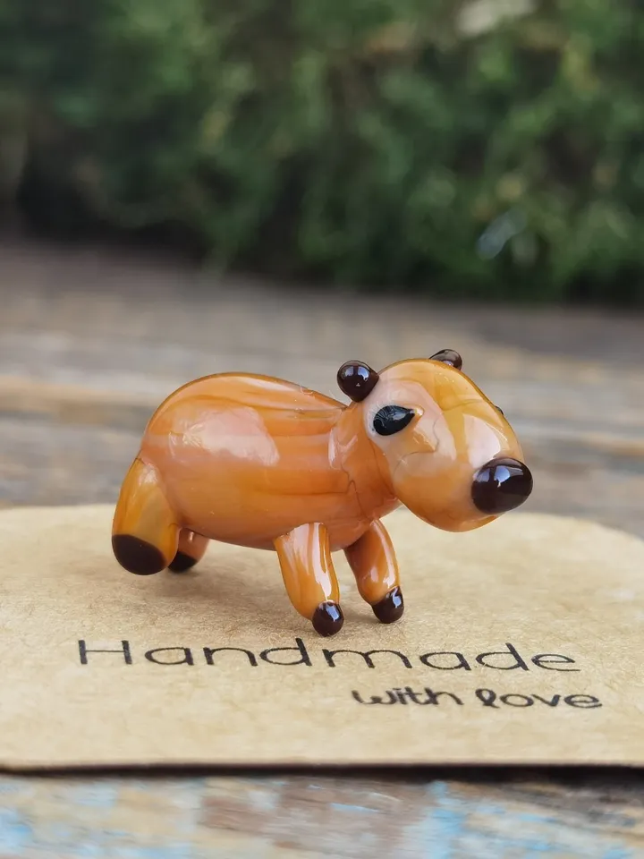GLASS FIGURINES Capybara figurine Glass Capybara Miniature Capybara tiny Capybara Tiny glass animals Terrarium Dollhouse miniature