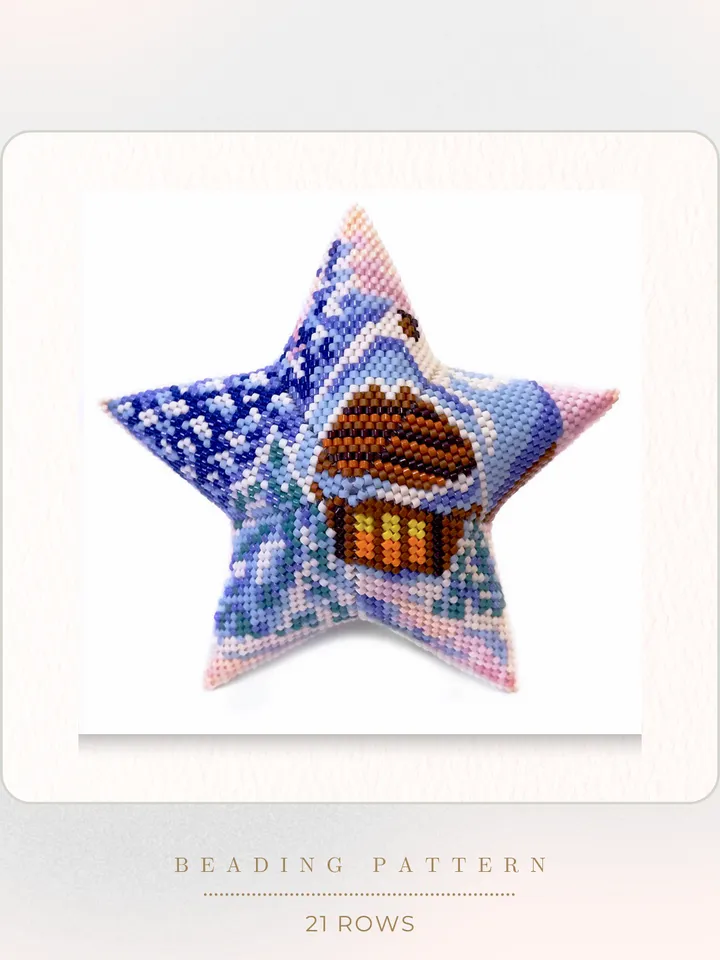 3D Peyote Star, Winter Forest House, Beaded Star Tutorial, Christmas Beading Patterns