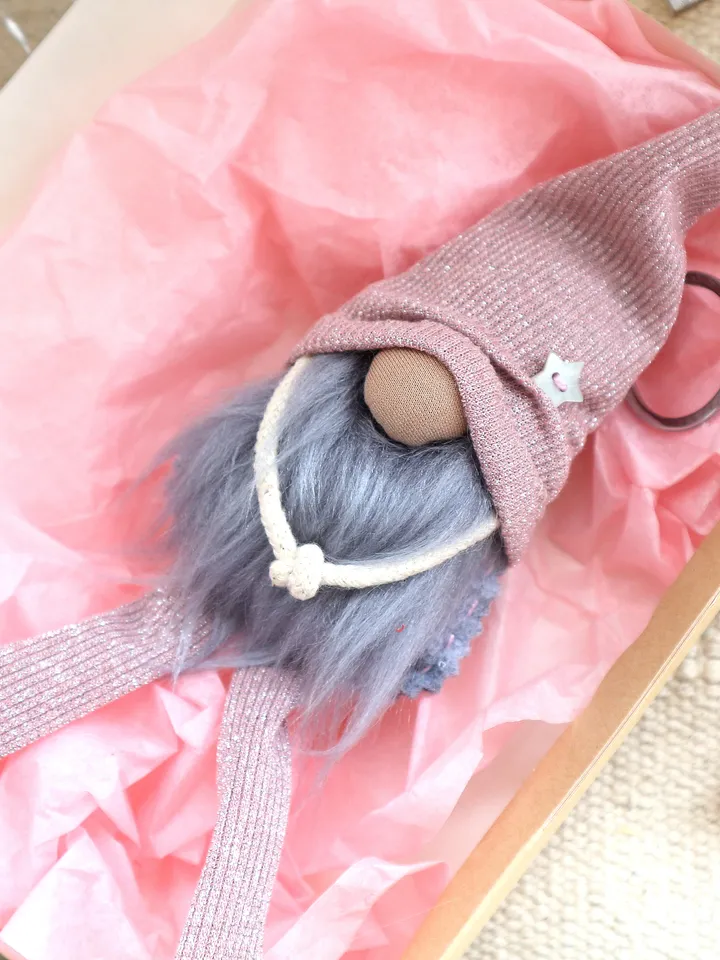 Pink and grey Gnome charm
