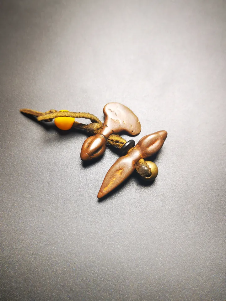 Gandhanra Antique Tibetan Amulet,Mini Kartika(knife of the dakinis) and Kila(Dorje Phurba), for Mala Prayer Beads, 50 Years Old.