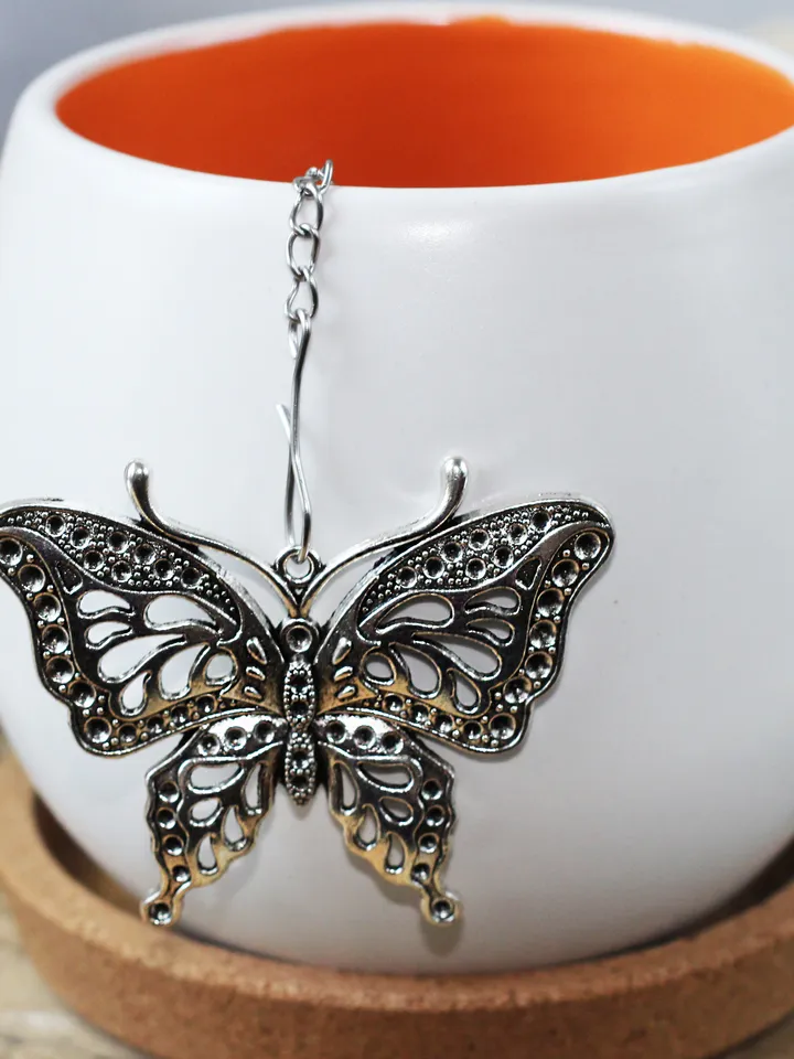 Butterfly tea ball infuser for herbal tea, Tea infuser charm, Tea Strainer insect pendant, loose leaf tea lover gift