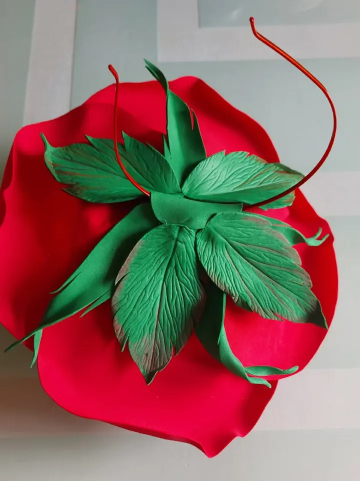 Large Red Rose Fascinator Wedding Headband Bride Hair Clip Flower Glamorous Headdress Party Hat