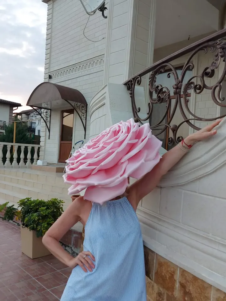 Giant Rose Wedding Headpiece pink flower, Kentucky derby hat, Tea Party Luxury Cocktail hat, Fashio
