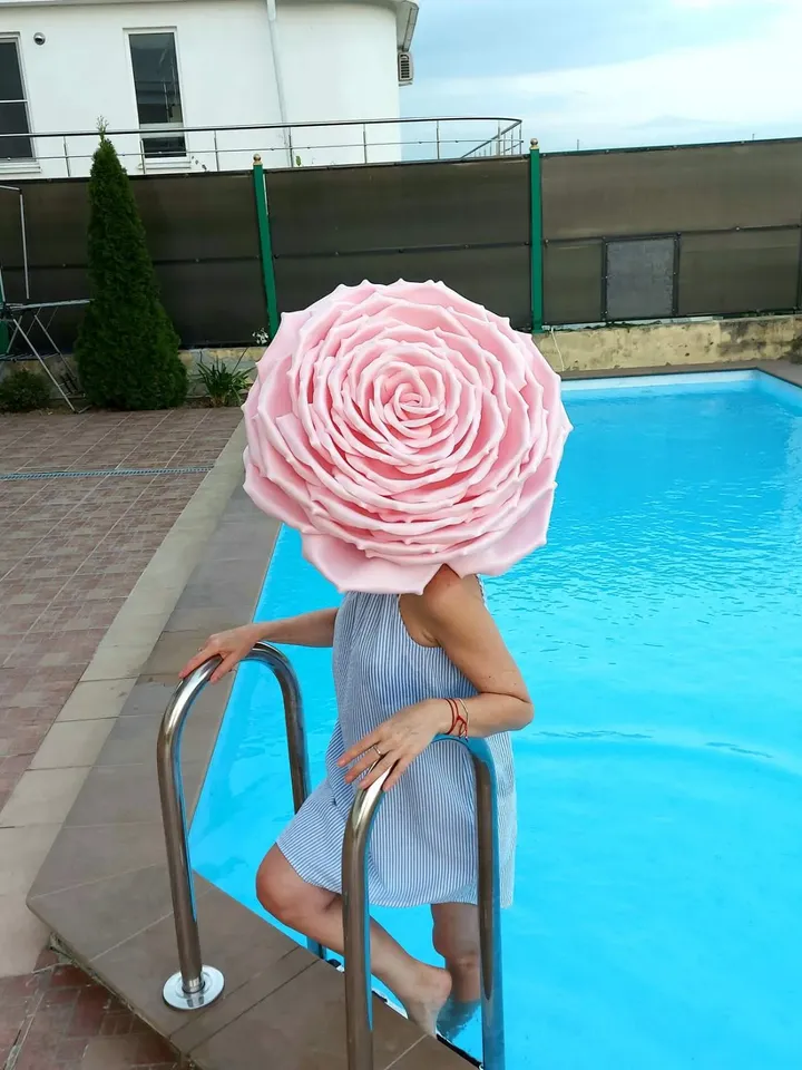 Giant Rose Wedding Headpiece pink flower, Kentucky derby hat, Tea Party Luxury Cocktail hat, Fashio
