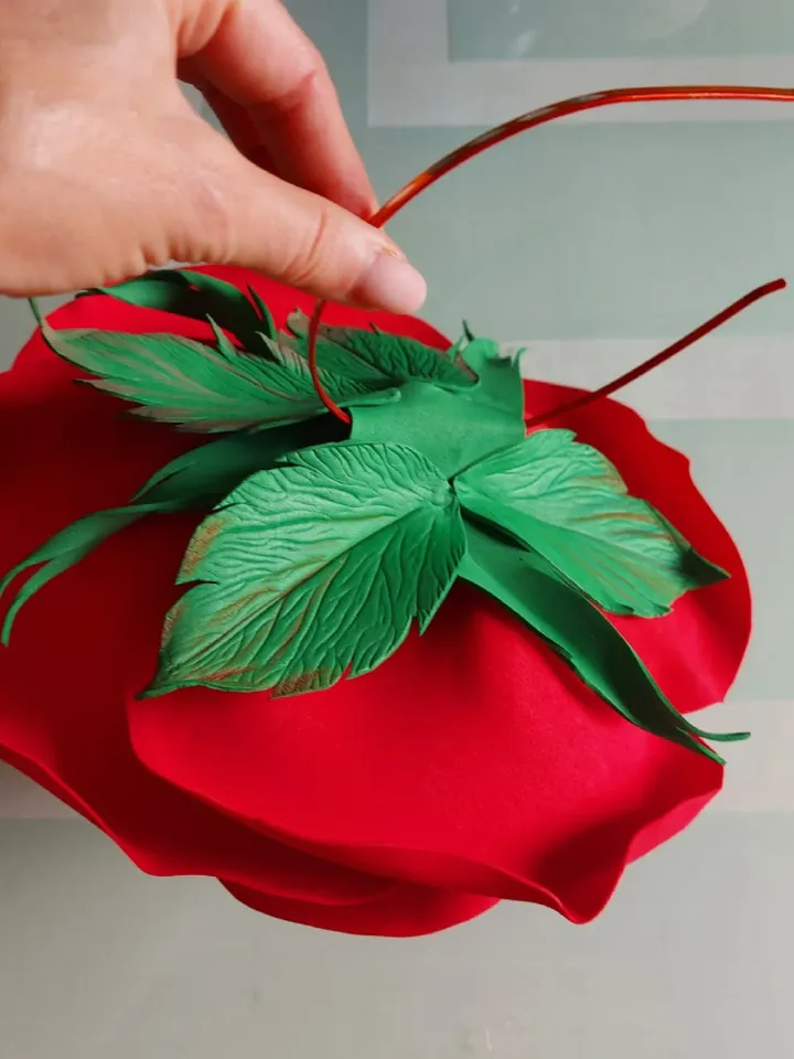 Large Red Rose Fascinator Wedding Headband Bride Hair Clip Flower Glamorous Headdress Party Hat