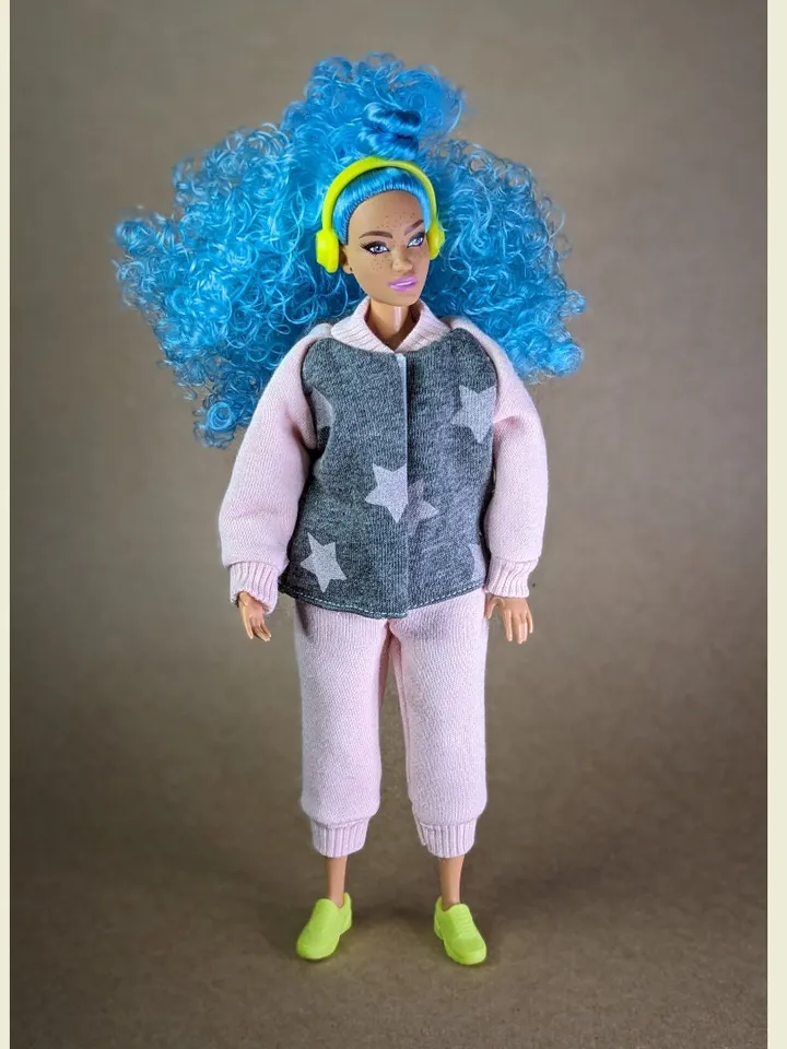 Handmade pink & gray sport set for 1/6 scale (11.5 Inch) girl doll