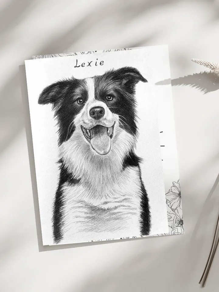 Custom graphite pencils pet portrait | Custom Hand painted Dog portrait | Custom Dog portrait | Hand drawn pet portrait