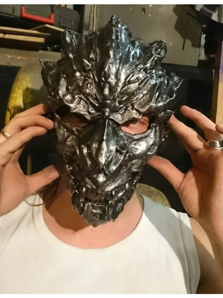 Adult mask - custom made - silver werewolf mask - masquerade mask - sculptural m