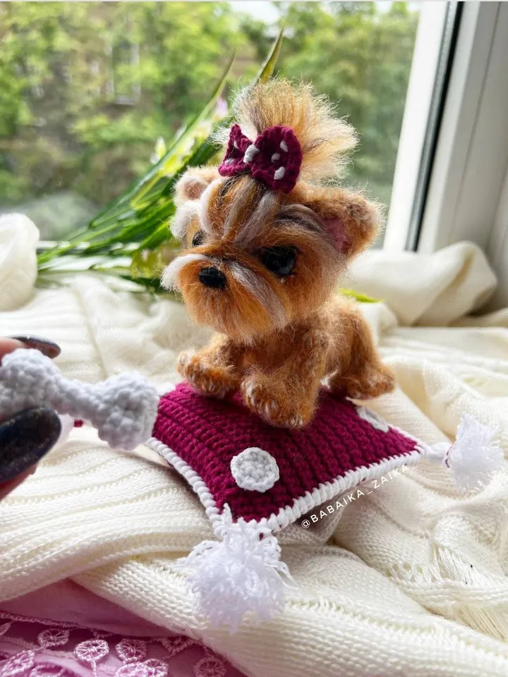PDF Cute Mini Yorkshire Terrier Dog Crochet pattern, Crochet Animal Pattern, Crochet Yorkie Puppy, Amigurumi baby toy, Crochet Cute Dog