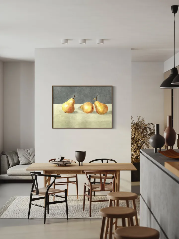 Pear Painting,Vintage Still Life, Farmhouse Kitchen, Vintage Art Print,Minimalist Poster, Art For Kitchen, Fruit Painting,Abstract Art Print