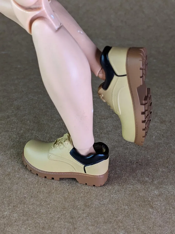 Classic mustard hiking low boots for 1/6 scale male dolls