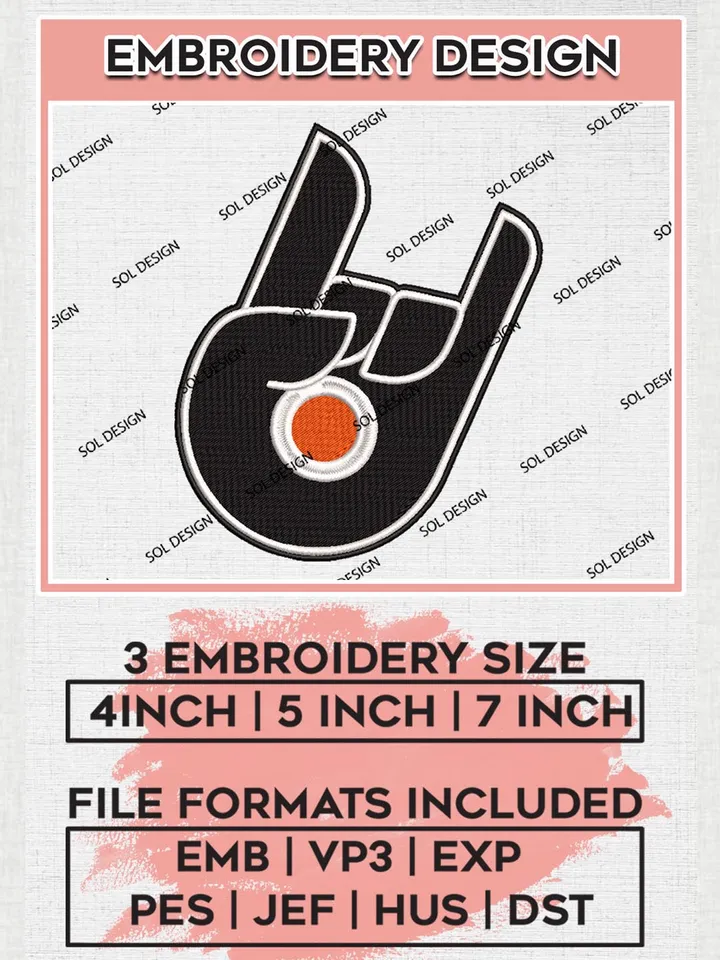 Philadelphia Flyers NHL Hand Logo Embroidery Files, NHL Philadelphia Flyers Team Embroidery Designs,  NHL Embroidery Designs, NHL Machine Embroidery Designs, Digital Download