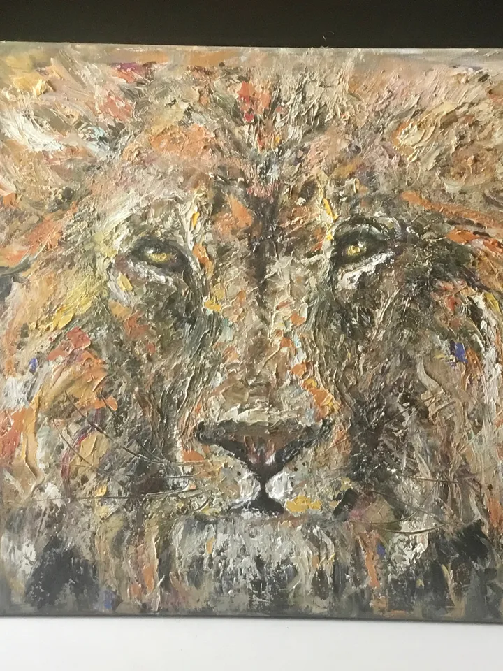 NEW ANIMALS COLLECTION.Lion original oil painting , impasto style wild animals wall art,lion room decoration,unique gift for animal lovers.