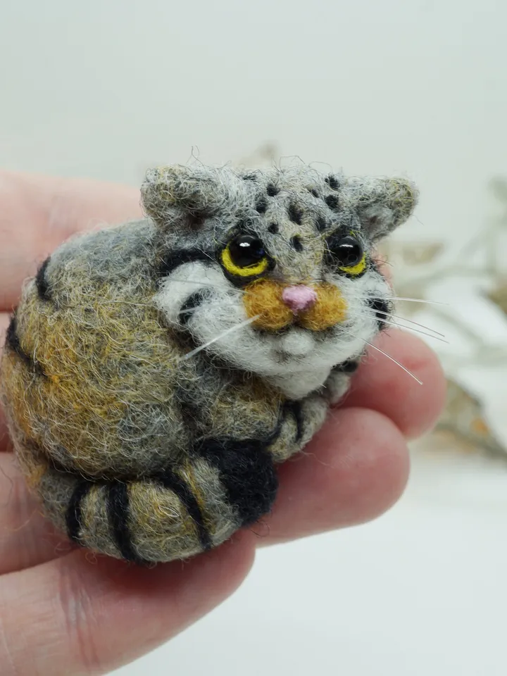 Manul, the Pallas cat, miniature needle felted animal, made to order