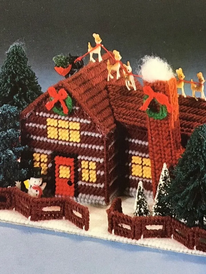 The Christmas Village Plastic Canvas Vintage cross stitch pattern PDF Classic Holiday Designs Instant Download