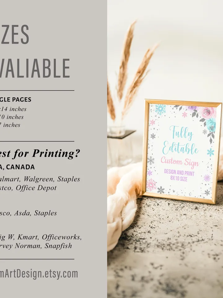 Winter Onederland Custom Sign, Winter Onederland 1st Birthday Girl Decoration, Pink Purple Teal Silver Snowflake Birthday Sign - i098