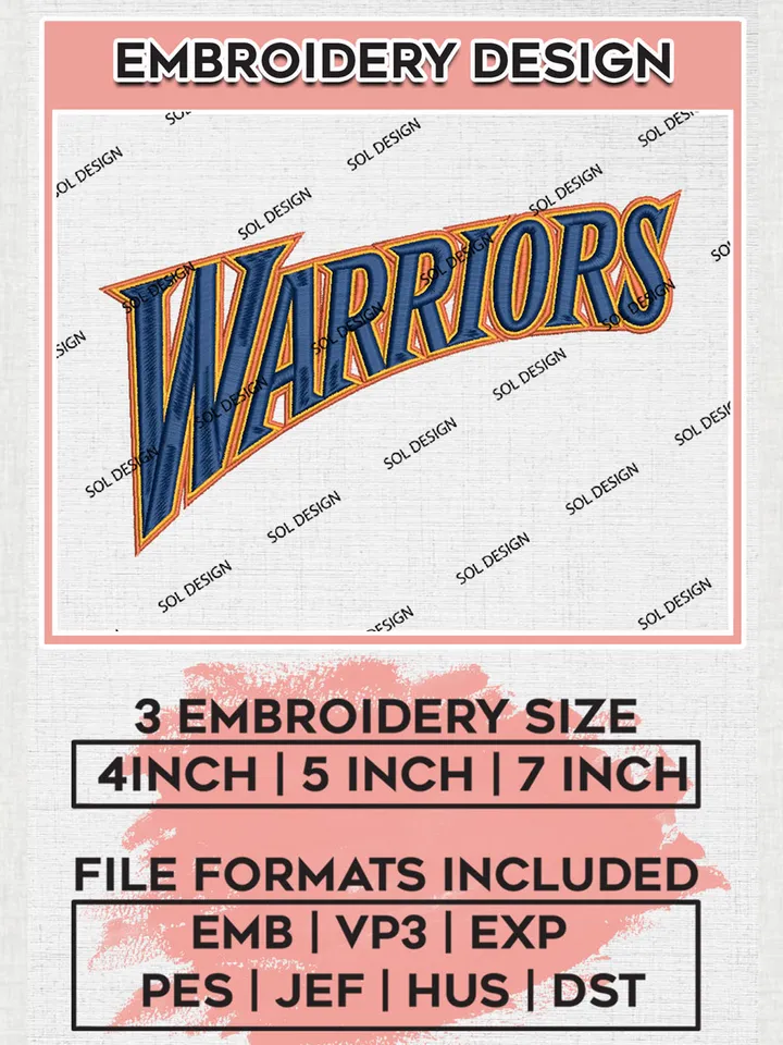 Golden State Warriors Wordmark Logo Embroidery Designs, NBA Logo Embroidery Files, NBA Warriors Embroidery Design Files, NBA Logo Machine Embroidery, NBA Embroidery Design, Digital Download