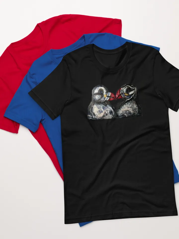 Puffins in love Unisex t-shirt,funny animals shirts,love gift t shirt,humor t shirts,animals painting,puffins in love t shirt,unique t shirt