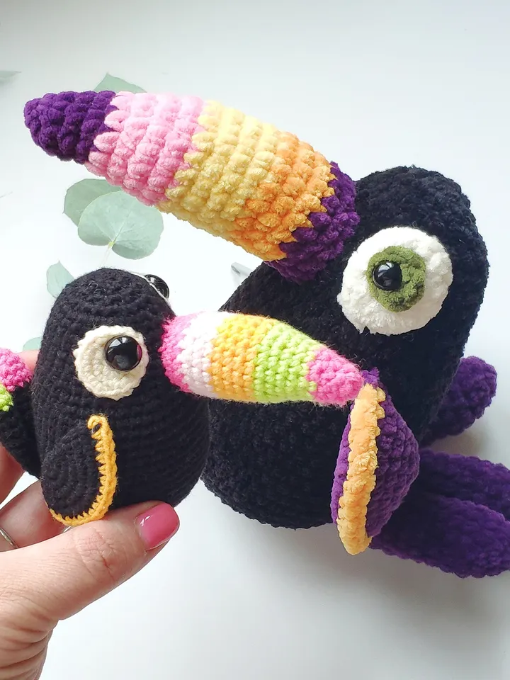 Toucan bird easy crochet amigurumi pattern 2 in 1