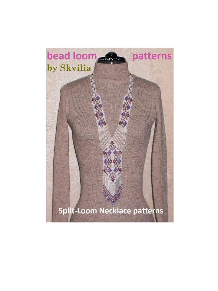 Bead loom patterns, schemes for a Split-Loom Necklace, Beading Loom Stitch, Square Stitch, Gerdan, Instant Digital Download, PDF