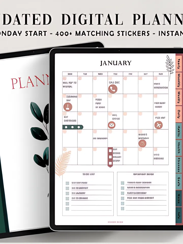 Deep Blue Undated Digital Planner