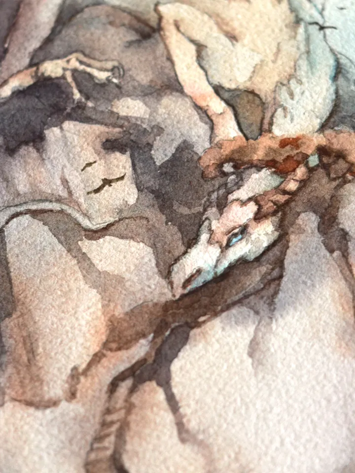 Dragon Mountain Fantasy painting Original art by Yulia Evsyukova