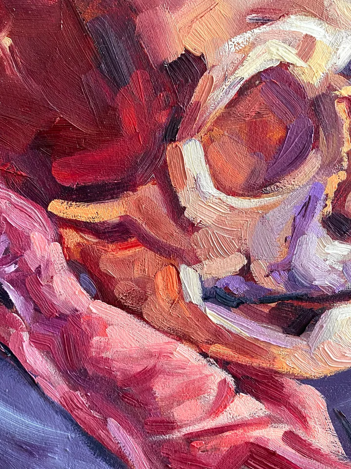 Human Skull Painting Original Skeleton Artwork Oil On Panel 8x10 Inch Anatomy Art