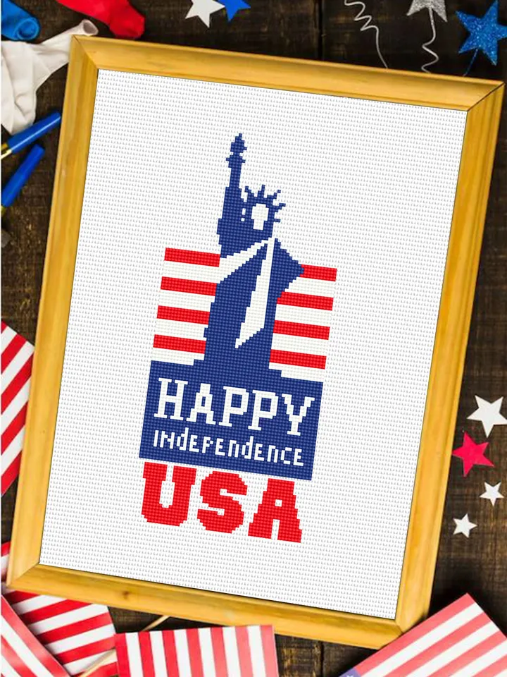 Statue of Liberty cross stitch pattern PDF download Patriotic cross stitch chart, Independence Day july 4 cross stitch, USA embroidery #T15