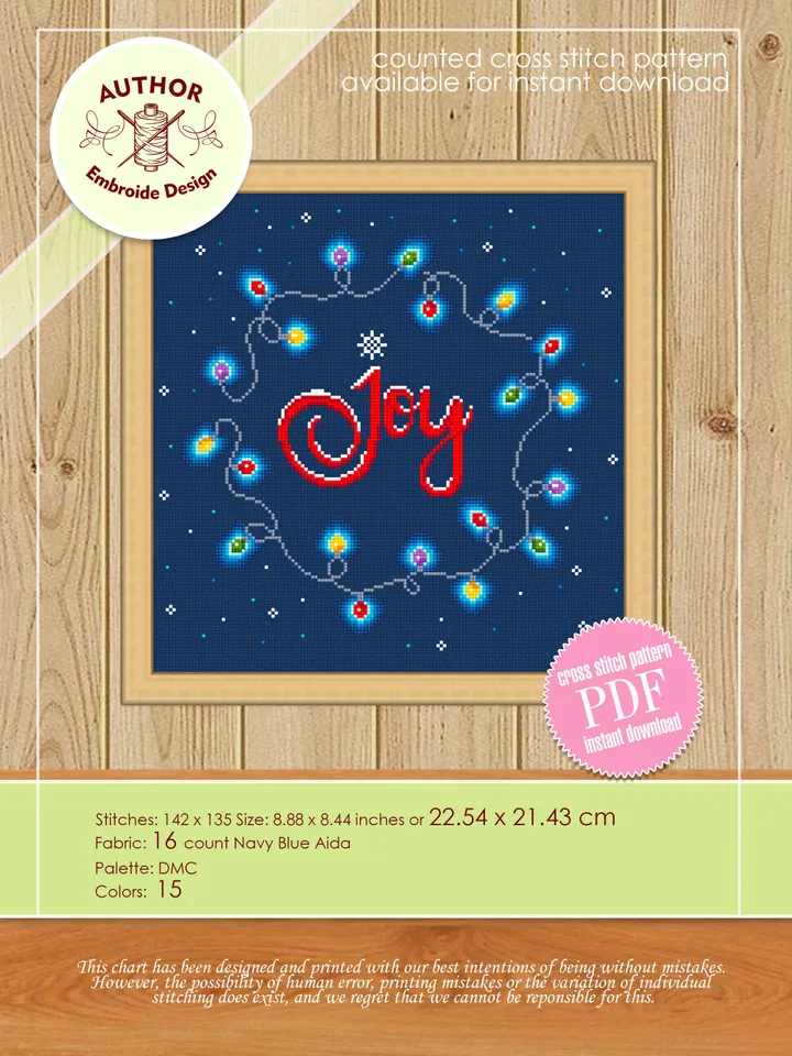 Christmas cross stitch pattern download PDF Christmas garland cross stitch chart Christmas pattern digital PDF Winter Joy cross stitch #N44