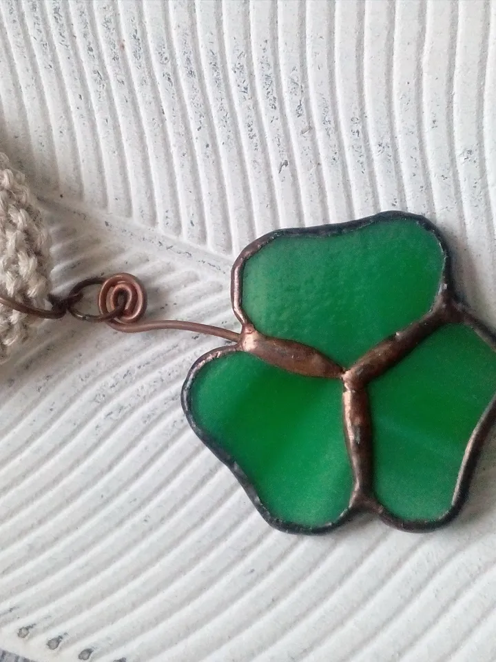 Shamrock necklace, st patricksday, Clover leaf, trefoil, St Patricks clover, Green trefoil,  Irish necklace, st patrick
