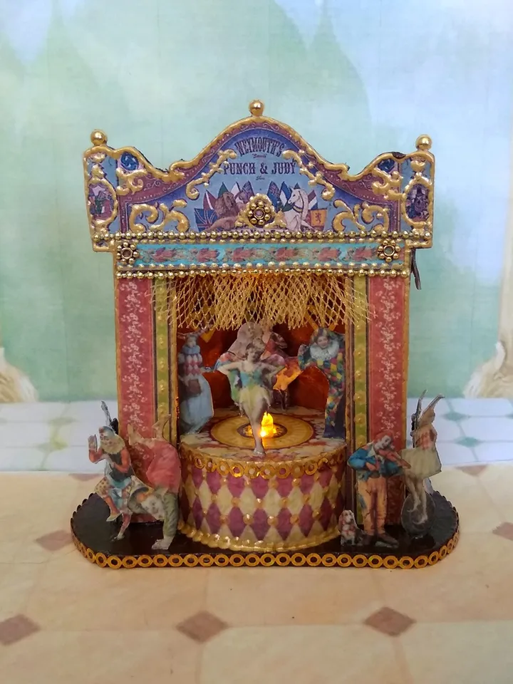 Puppet show. Vintage circus. Circus with illumination.