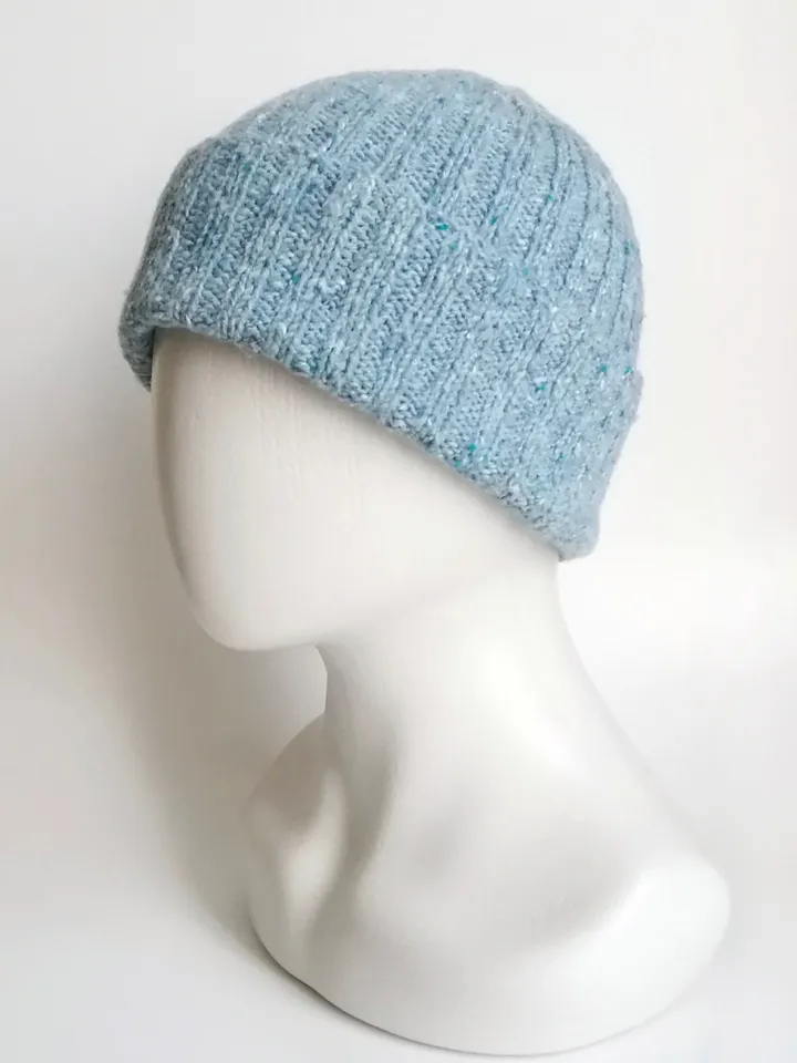 Handcrafted Merino Wool Light Blue Men's Beanies: Ribbed Knit, Seamless Comfort, Thoughtful Design, Exceptional Quality. FREE SHIPPING!