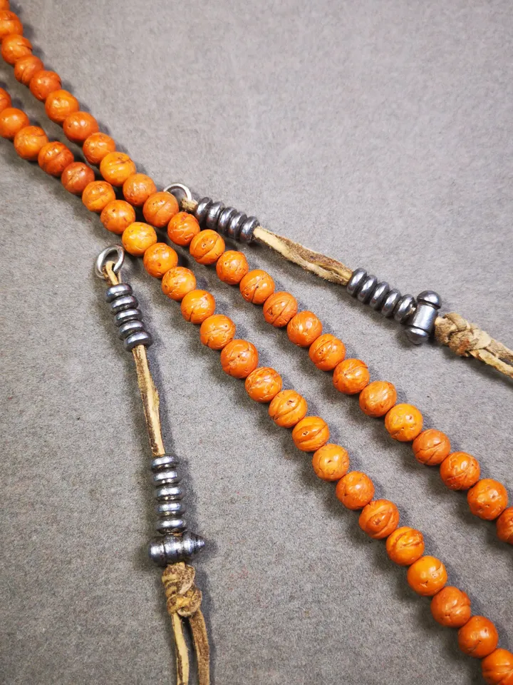 Gandhanra 7mm Tibetan Buddhist Prayer Bead Counters for 8-15mm Mala,with Dorje and Bell Pendant,Made of Cold Iron,60 Years Old
