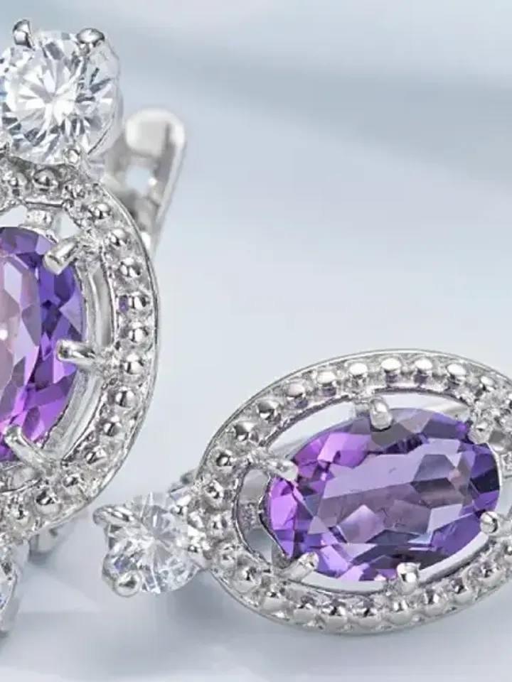 Earrings silver 925 with amethyst
