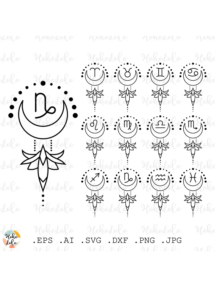 Zodiac Signs Svg, Zodiac Signs Silhouette, Zodiac Signs Cricut, Zodiac Signs Cutting files, Zodiac Signs Clipart Png, Zodiac Signs Templates Dxf