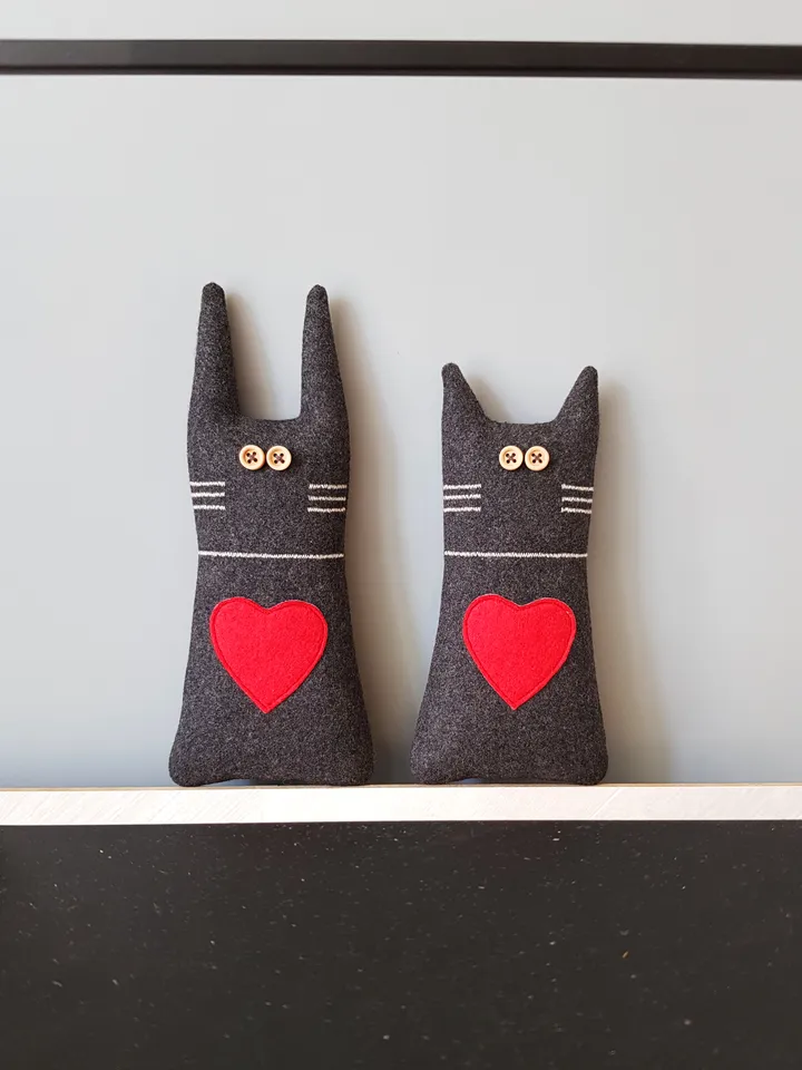 Animal dolls patterns PDF for sewing black cat and rabbit, Halloween doll diy, Stuffed animals sewing patterns