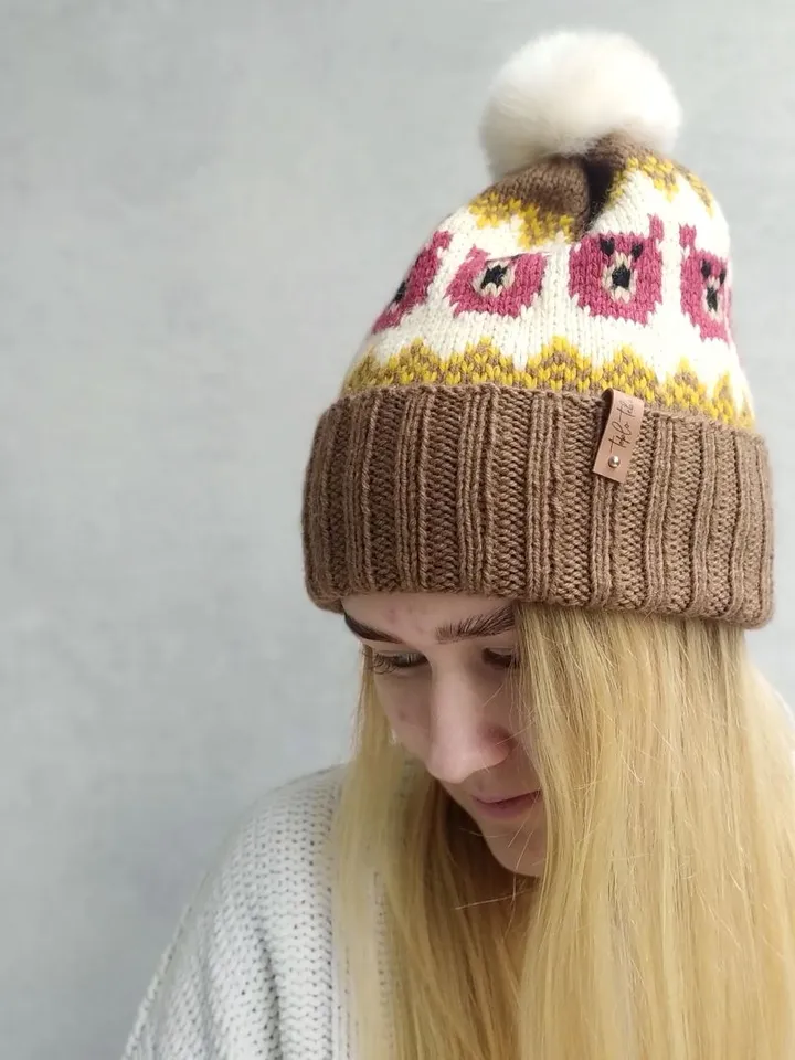 Beautiful warm woolen jacquard hat