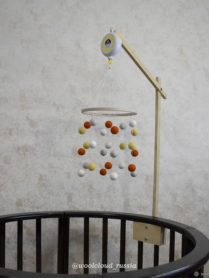 Wooden crib mobile arm, Baby cot accessory, Crib mobile attachment minimalism, Wooden mobile stand, Wooden mobile holder