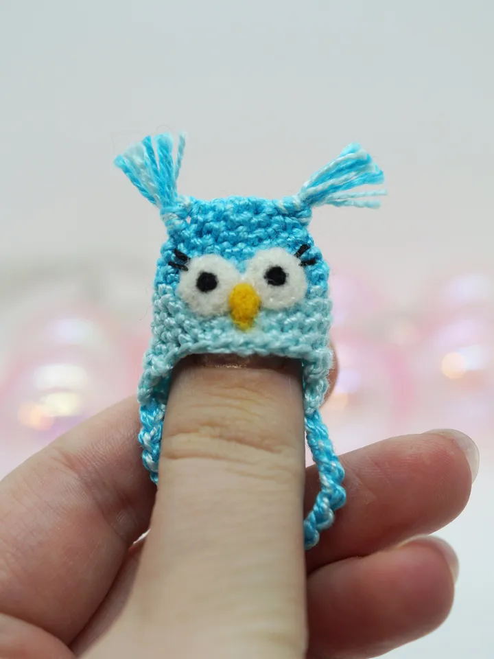 Miniature crochet hat for your toy, doll hat, will fit mice, raccoons and foxes from my shop, owl hat, cute hat, made to order