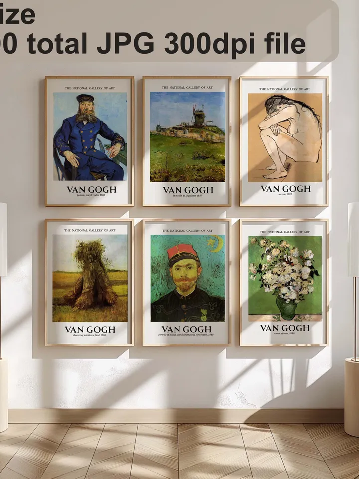 1000+ Van Gogh Wall Art Set, Famous Painting Prints, Starry Night, Sunflowers, Digital Download Posters, Home Decor Art Bundle, Gallery Set