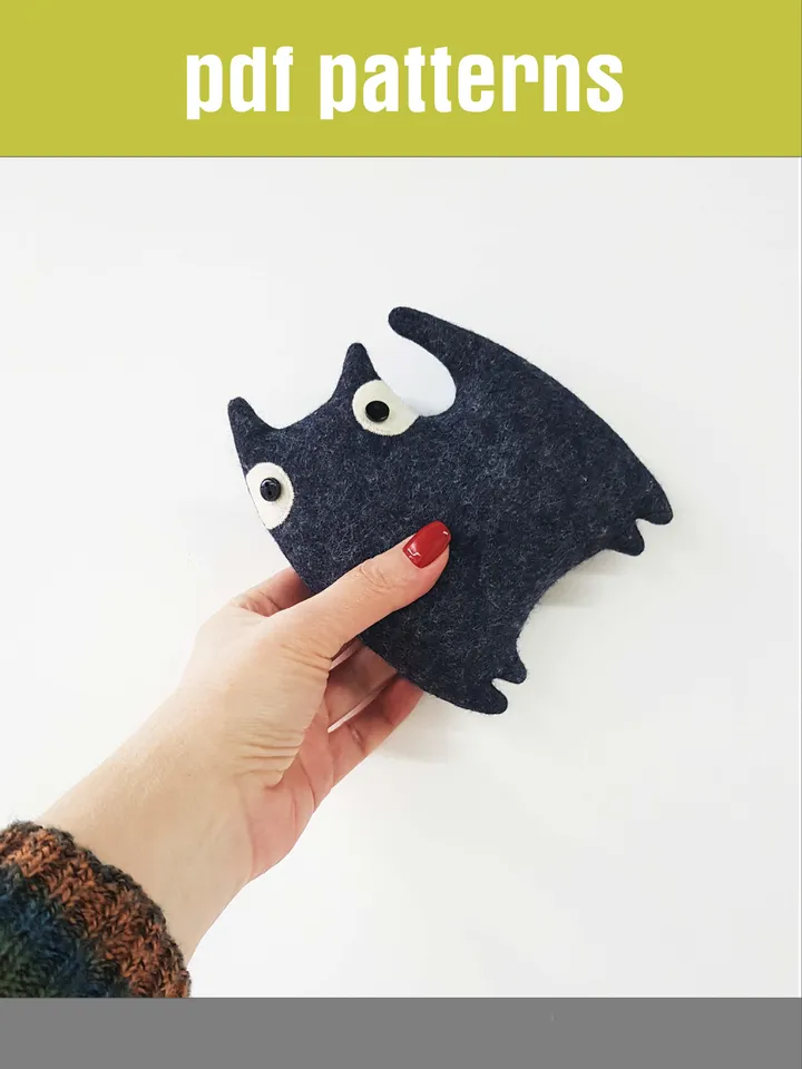 Black Cat Sewing pattern PDF, Halloween doll diy, Stuffed animal of felt