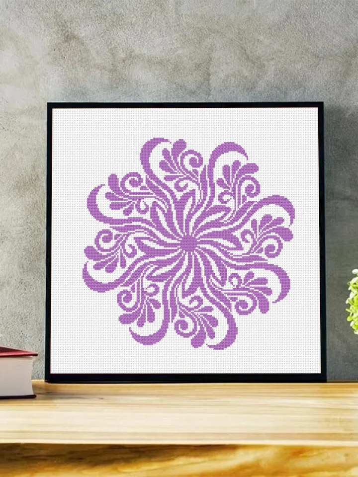 Flower mandala cross stitch pattern PDF download, Mandala ornament cross stitch chart, Floral mandala pattern digital PDF, Home decor #M239