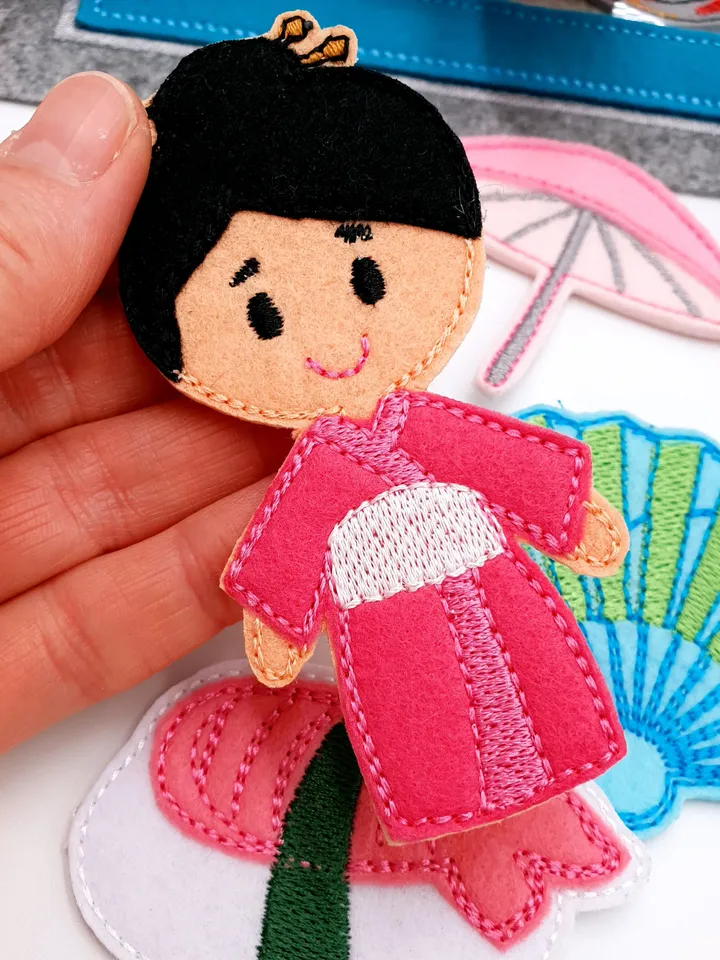 Japan Quiet Book Page & Finger Puppets ITH Embroidery Design, Mount Fuji Felt Play Set, Sakura, Educational Toy Download